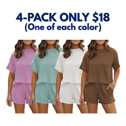 Women's Cable-Knit Textured Casual Loungewear Set