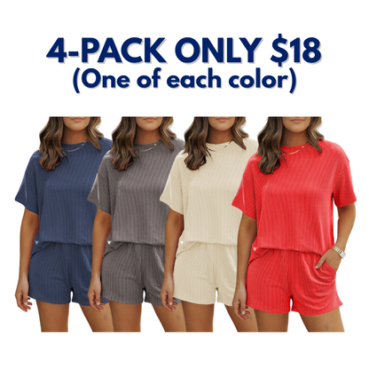 Women's Cable-Knit Textured Casual Loungewear Set