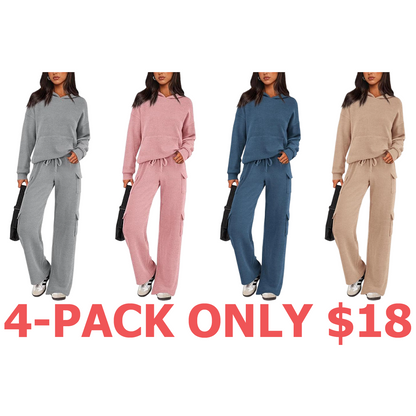Women's 2 Piece Lounge Sets - Knitted Hoodie