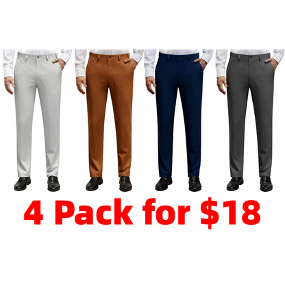 Men's Stretch Dress Pants No Iron Golf Pants Expandable Waist Flat Front Business Casual Pants