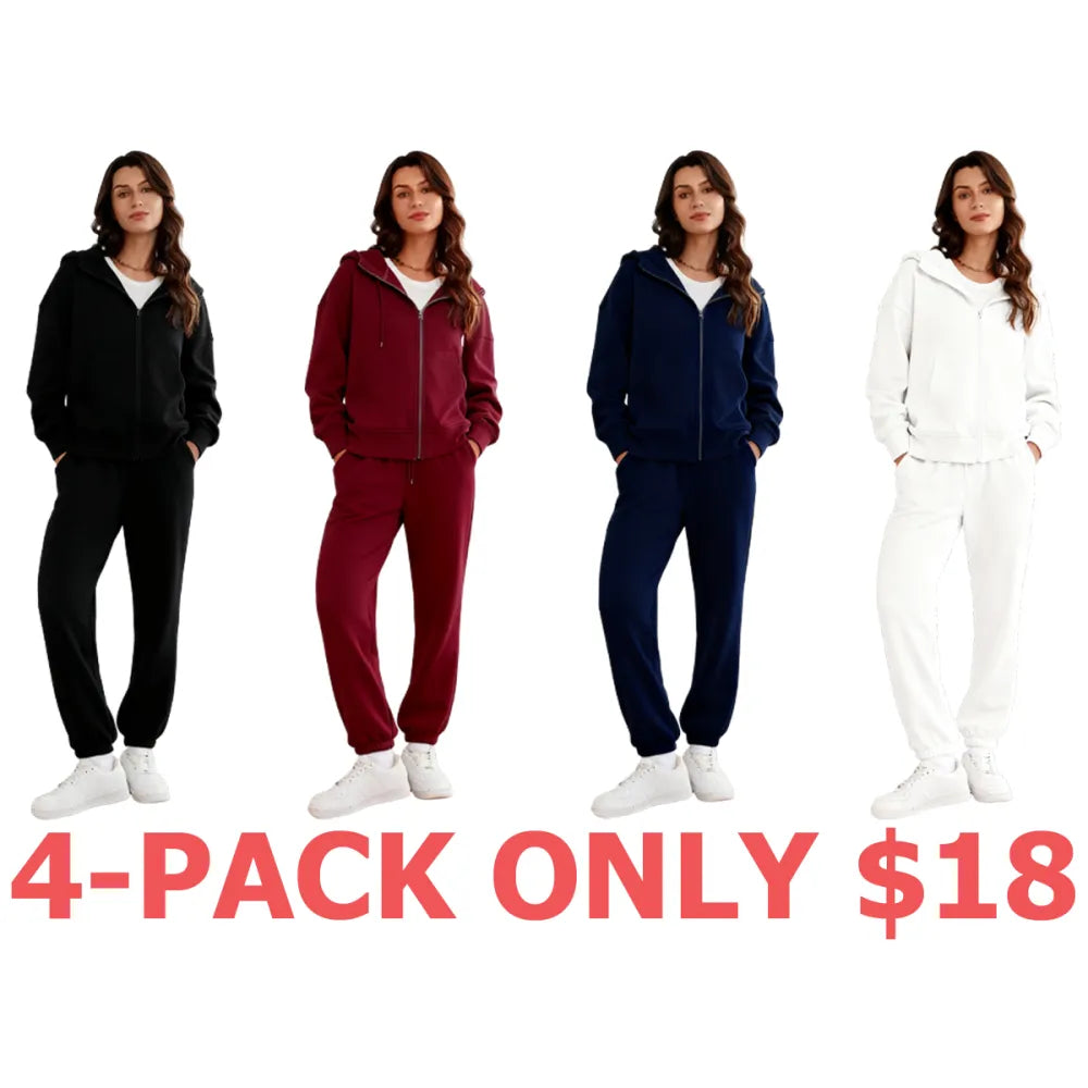 2 Piece Sets for Women Fleece Sweatsuits Zip Up Hoodie Sweatshirts Drawstring Jogger Sweatpants