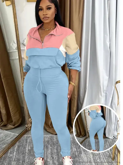 2-piece Colorblock Tracksuit Sets