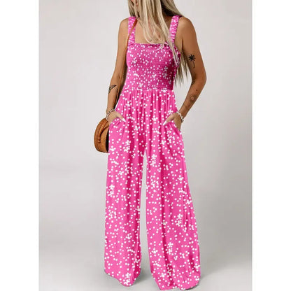 Women's Casual Loose Overalls Sleeveless Printed Rompers
