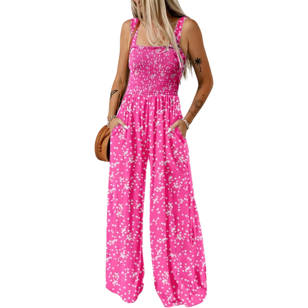 Women's Casual Loose Overalls Sleeveless Printed Rompers