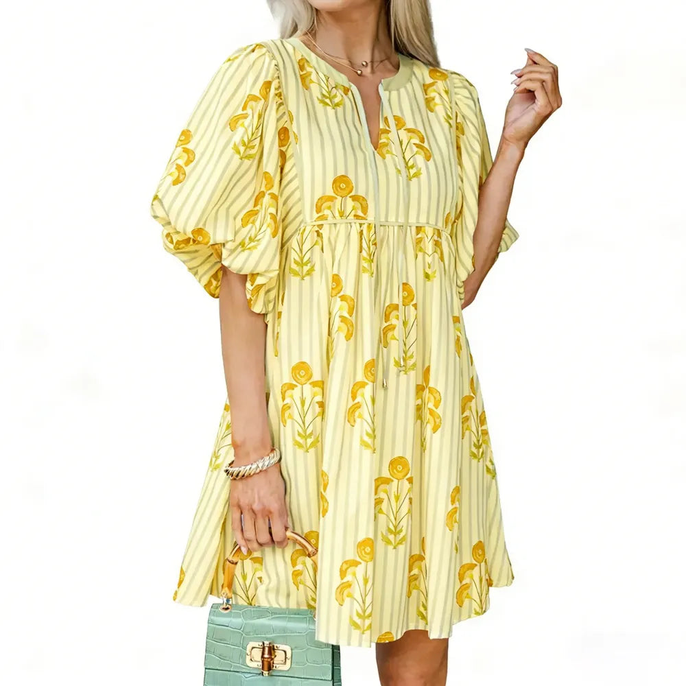 Women's Floral Striped Mini Dress