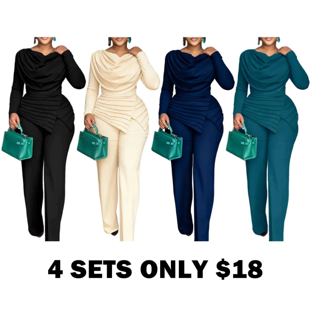 Cowl Neck Asymmetrical Patchwork Ruched Jumpsuit