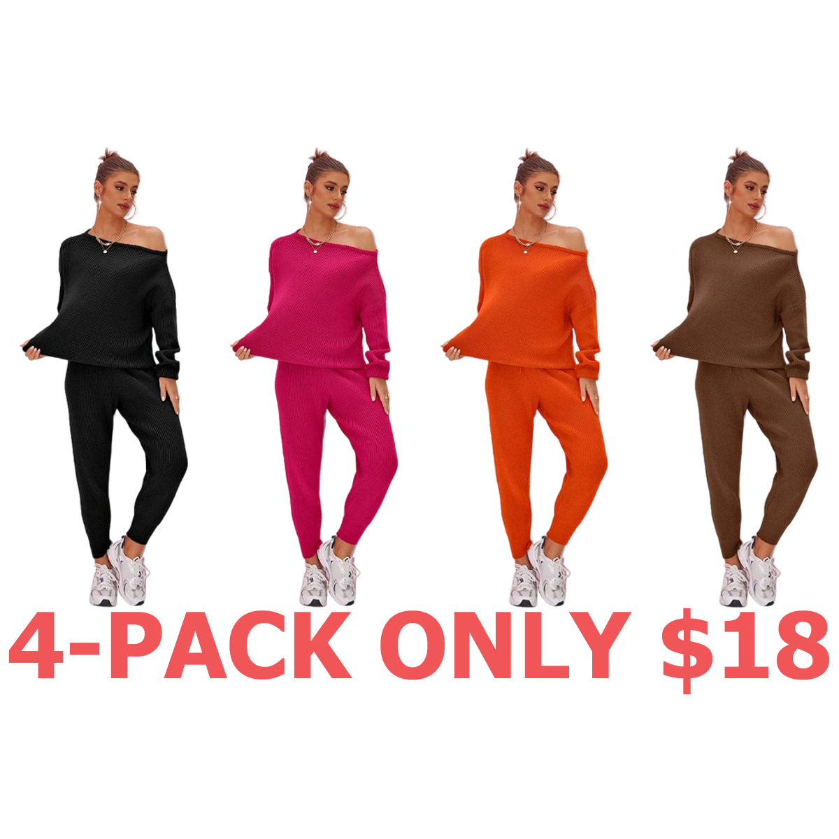 Women's 2025 Fall Winter Knit Set Oversized Sweater & Lounge Pants Matching Sets for Women Striped Knit Basic Black Fitted Long Sleeve Shirts & Blouses