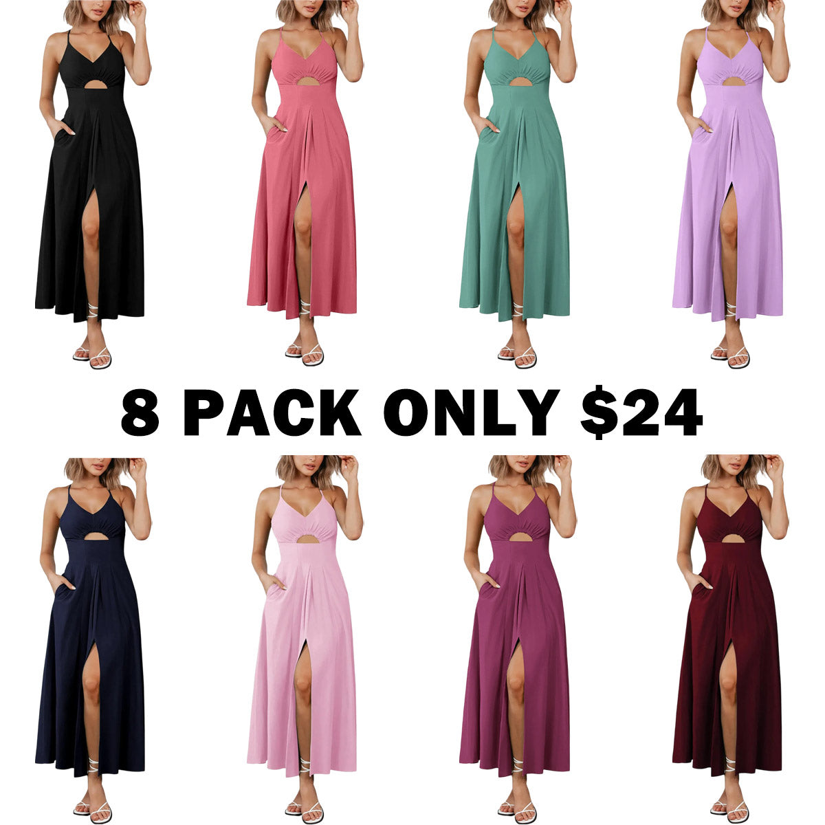 Women's 2026 Summer Sleeveless Spaghetti Strap Maxi Dress