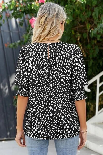 Cicy Bell Women's Polka Dot 3/4 Sleeve Blouse Tops Ladies Casual Office Work Crew Neck T-Shirt Spring Soft Crewneck