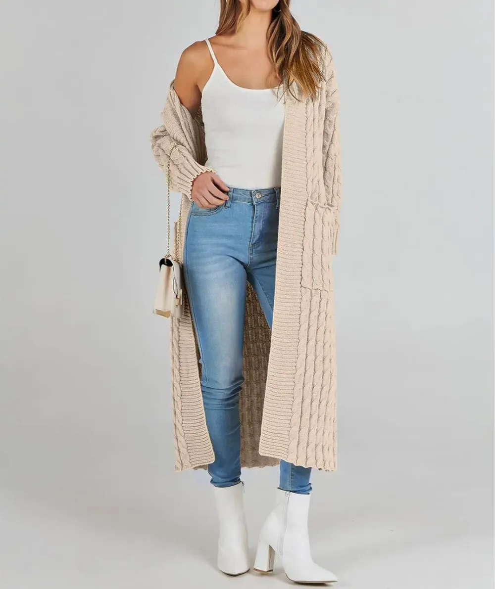 Women's Long Cardigan 2024 Oversized Coat Long Sleeve Open Cardigan Knitted Extra Long Coat Autumn Fashion Jacket Clothes