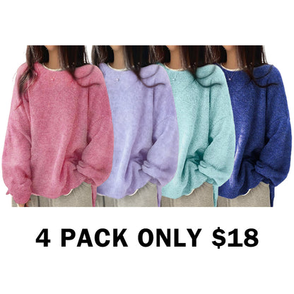 Drop Shoulder Split Hem Sweater