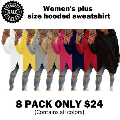 Women'S Plus Size Hooded Sweatshirt, Half-Zip Fashion Design