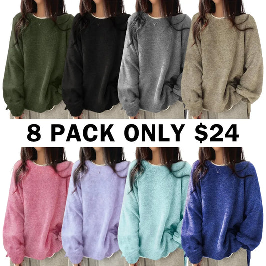 Drop Shoulder Split Hem Sweater