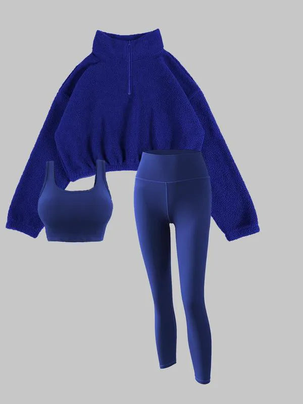 Women's Solid Thermal Lined Tracksuit Set