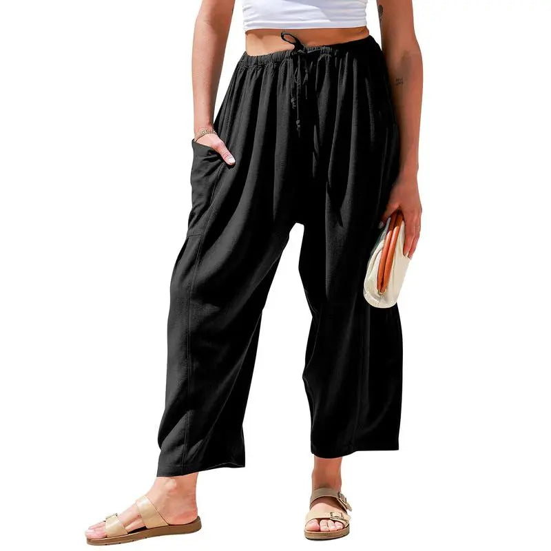 Women'S Linen Beach Harem Pants With Pockets