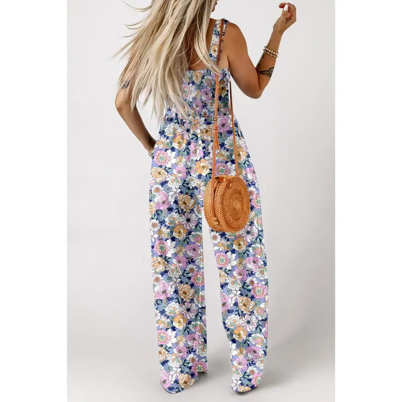 Women's Casual Loose Overalls Sleeveless Printed Rompers