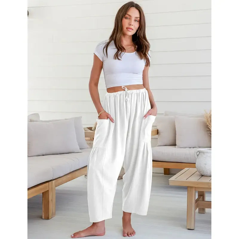 Women'S Linen Beach Harem Pants With Pockets