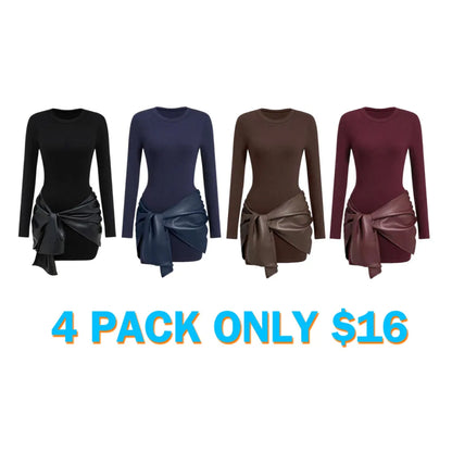 Women's Patchwork Knot Side Dress