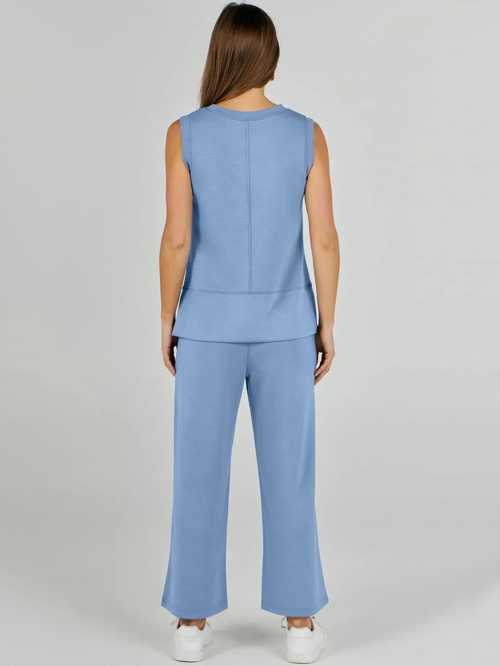 Women's 2 Piece Sets Summer Outfits Sleeveless Wide Leg Tracksuits Casual Sweat Sets Lounge Sweatsuits
