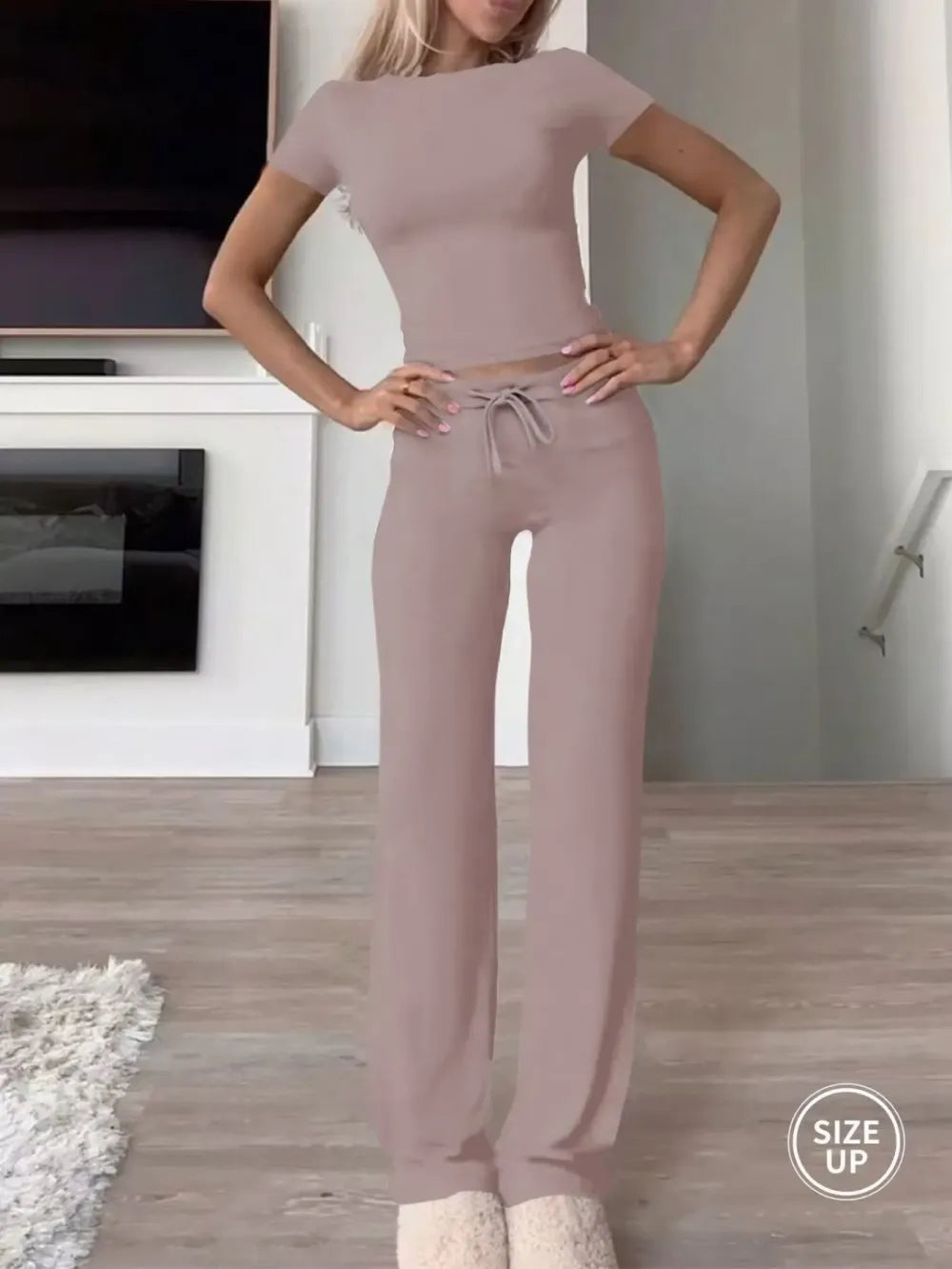 Two-Piece Set Plain Loungewear Set