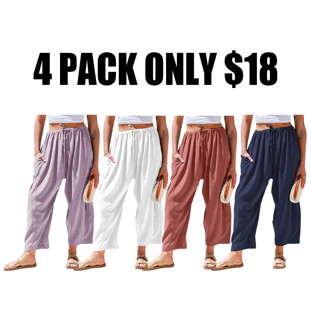 Women'S Linen Beach Harem Pants With Pockets