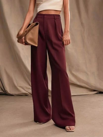 Women's Solid Color Wide Leg Pants