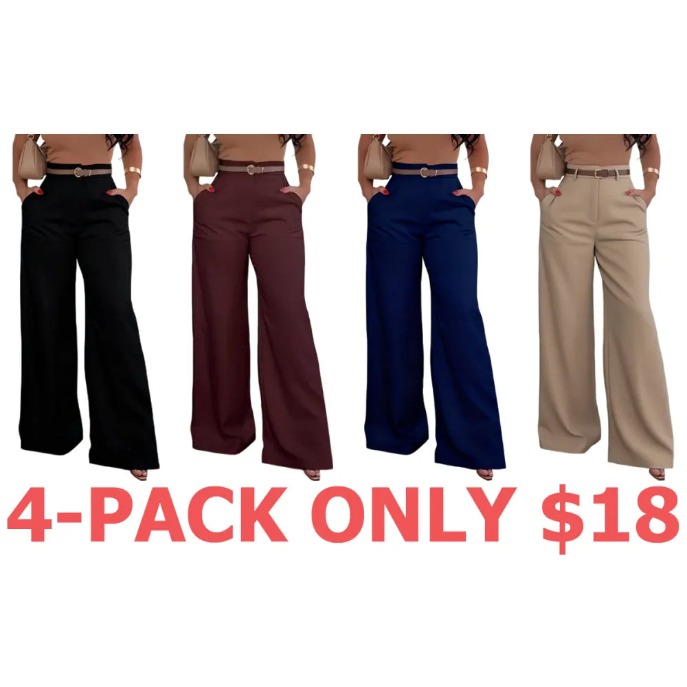 Women's Solid High Waist Wide Leg Pants