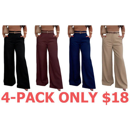 Women's Solid High Waist Wide Leg Pants