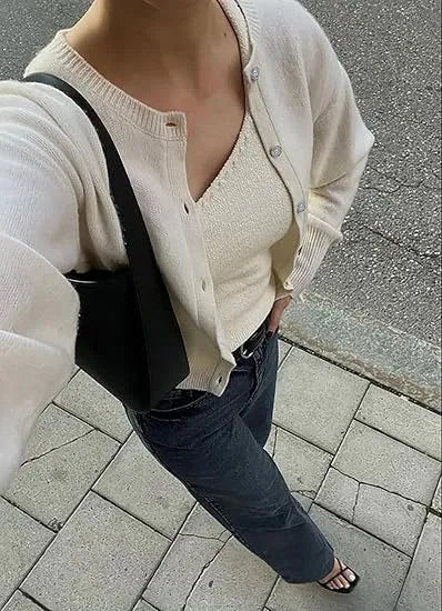 Women's Plain Button Front Longsleeves Cardigan