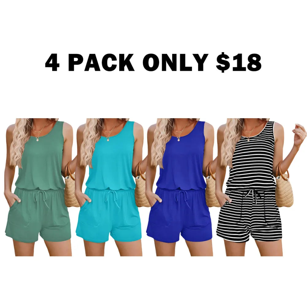 Casual Short Jumpsuit Rompers with Pockets