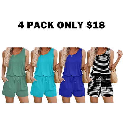 Casual Short Jumpsuit Rompers with Pockets