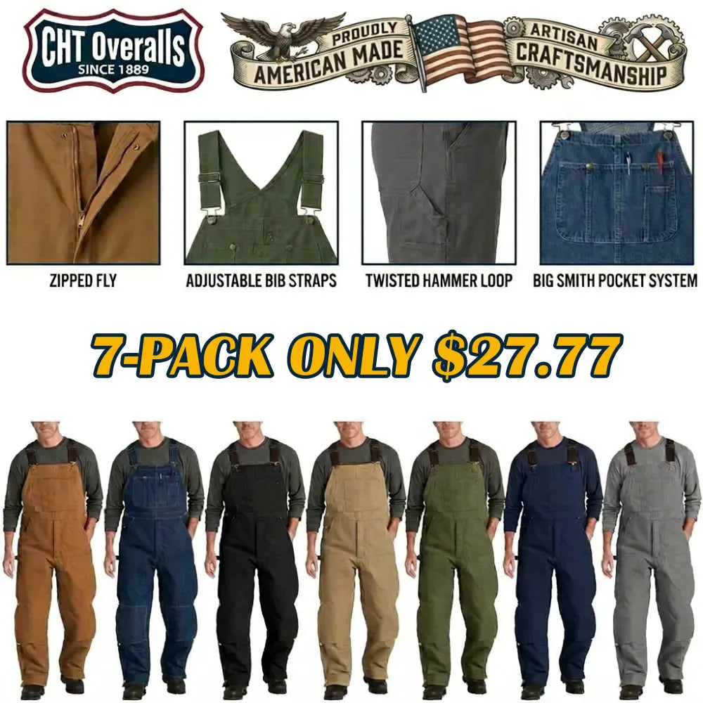 💥Last Day 50% SALE OFF 💥Promotion ! Men's Denim Bib Overalls, Workwear with Adjustable Straps and Convenient Tool Pockets