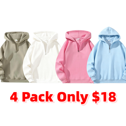 Plain Half Zip Drop Shoulder Essentials Hoodie