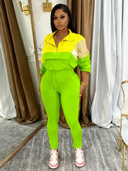 2-piece Colorblock Tracksuit Sets