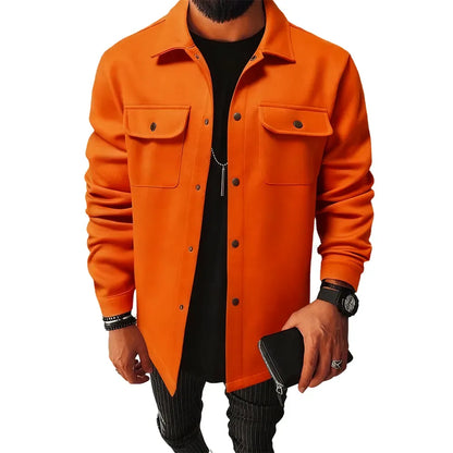 Men's casual warm button-down pocket jacket