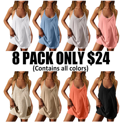 Women'S Summer Mini Dress Casual Sporty Tennis Skirt With Shorts Sleeveless Sporty Dress