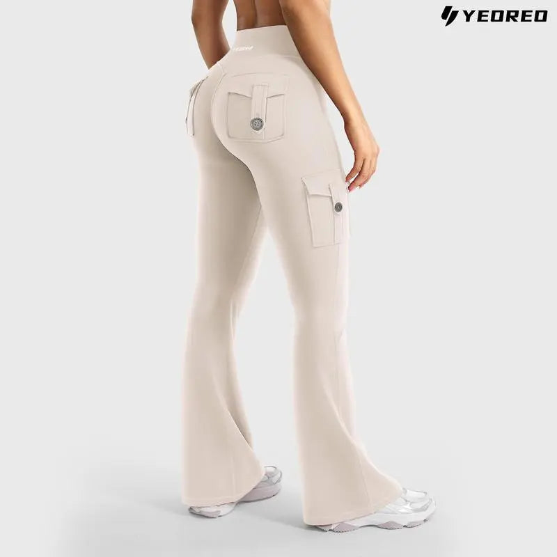 Women's athletic flare pants with hidden pockets