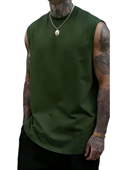 Men's Solid Color Round Neck Tank Top