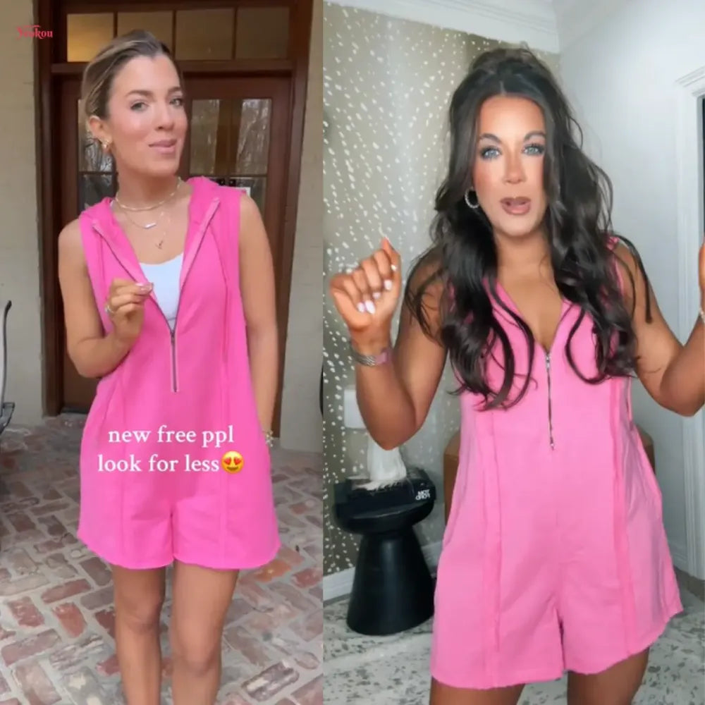 Short Half Zipper Sports Jumpsuit
