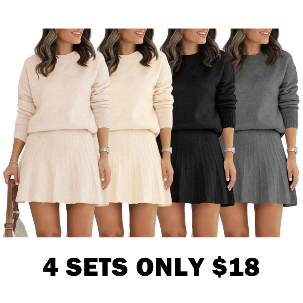 Women's 2 Piece Skirt Sets Pullover Sweater Sets