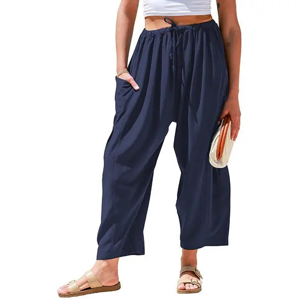 Women'S Linen Beach Harem Pants With Pockets