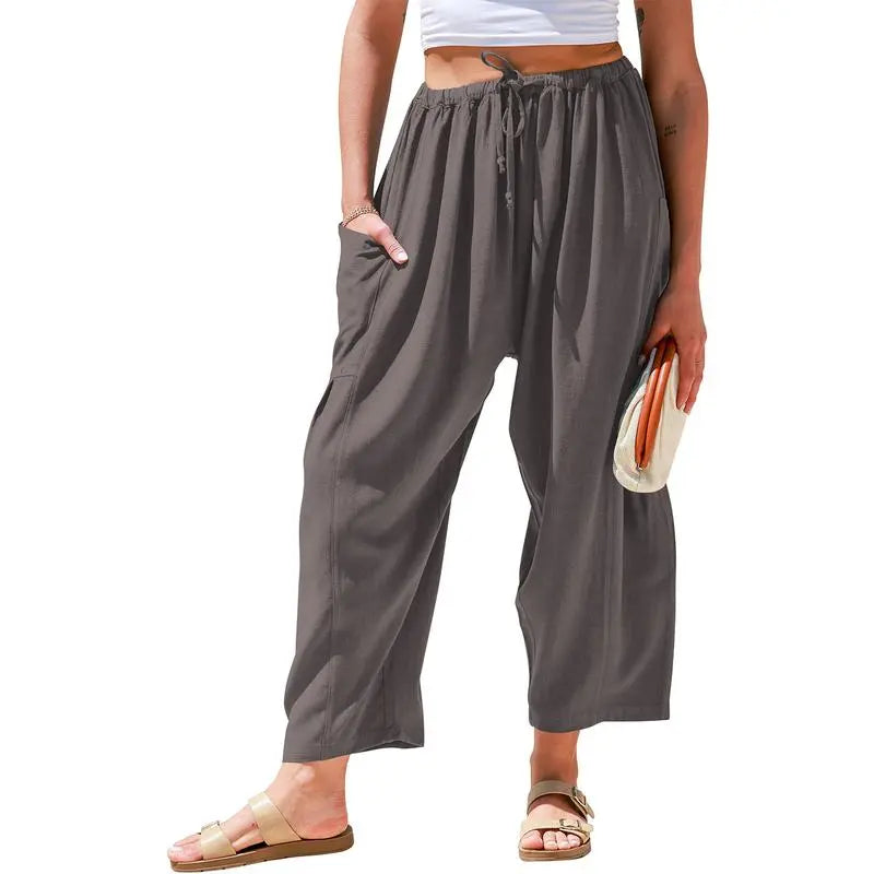 Women'S Linen Beach Harem Pants With Pockets
