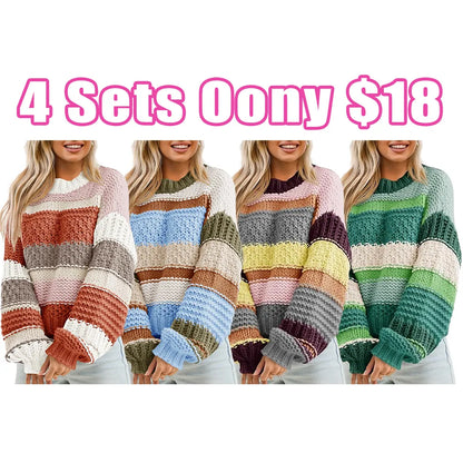Women's loose-fitting oversized crew neck sweater