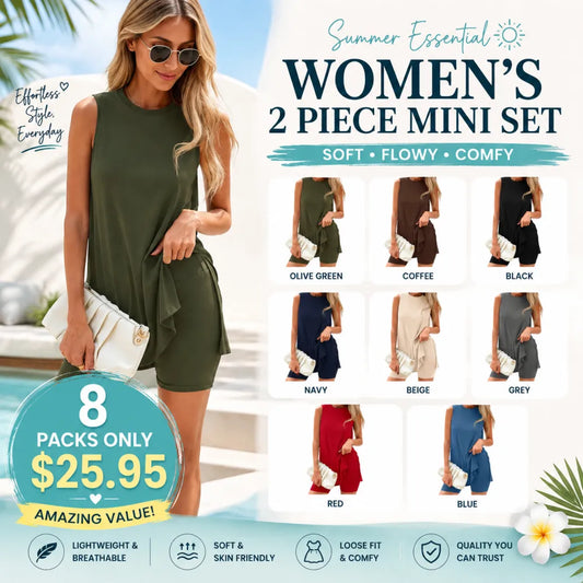 Sleeveless Crewneck Women's 2 Piece Sets