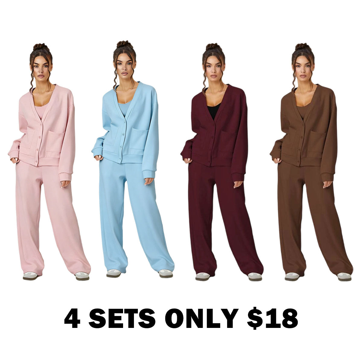 Women's Slouchy Solid Color Soft Two Piece Set