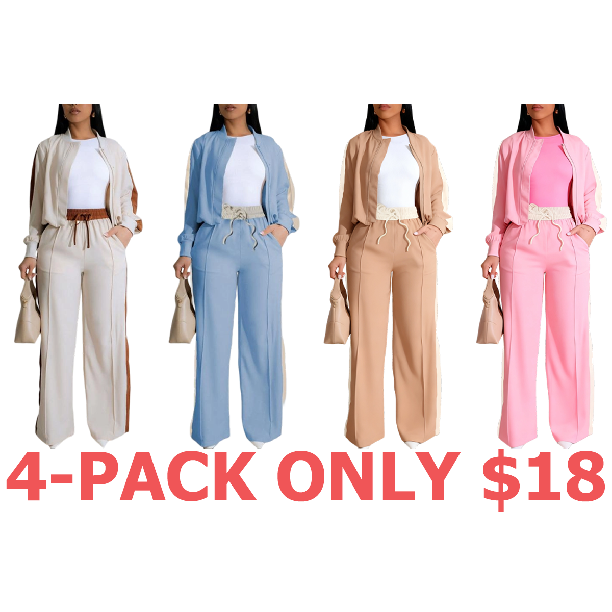 Women's Patchwork Top & Wide Leg Pants Set