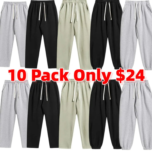 Men's Regular Fit Solid Drawstring Waist Sweatpants