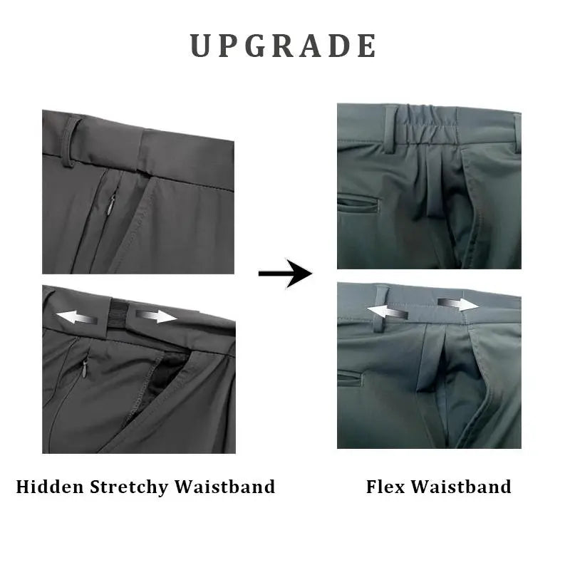Men's Stretch Dress Pants No Iron Golf Pants Expandable Waist Flat Front Business Casual Pants