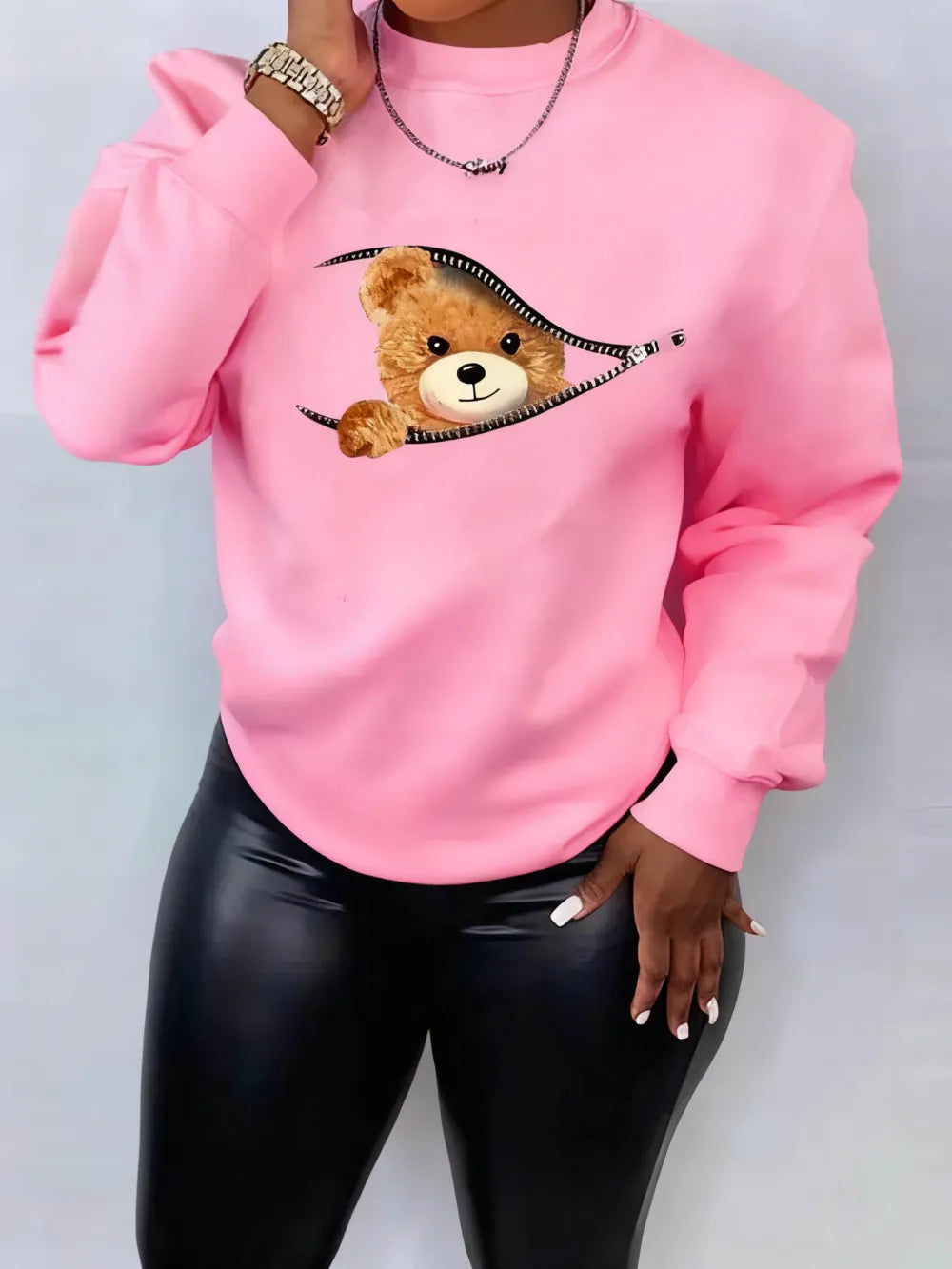 Women's Cartoon Bear Print Pullover