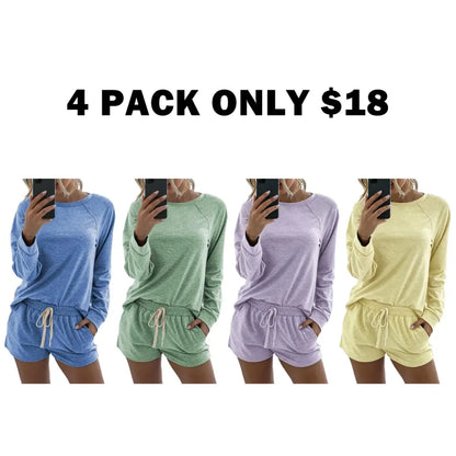 Women's Solid Raglan Loungewear Two-piece Set Pajama Set